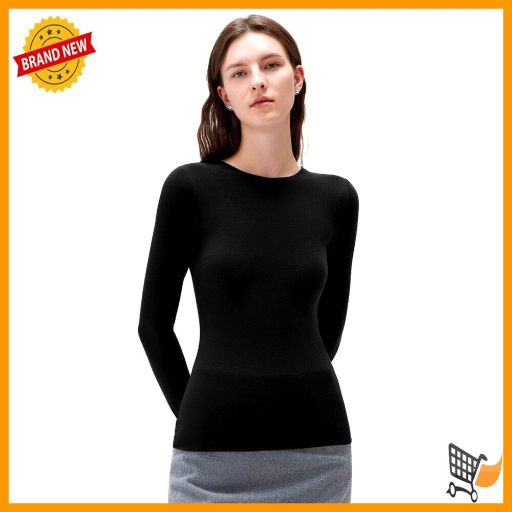 Cashmere Modal Crew Neck Fitted Long Sleeve Shirt Buttery Soft Knit Top